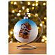 Christmas tree ball in blue blown glass with Santa Claus decoration 100 mm s2