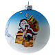 Bola árvore de Natal vidro soprado branco e azul Pai Natal na chaminé 10 cm s1