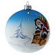 Bola árvore de Natal vidro soprado branco e azul Pai Natal na chaminé 10 cm s4