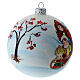 Christmas tree ball in white blown glass with children sledding 100 mm s4