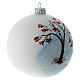Christmas tree ball in white blown glass with children sledding 100 mm s5