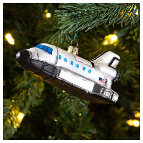 Space shuttle blown glass Christmas tree decoration