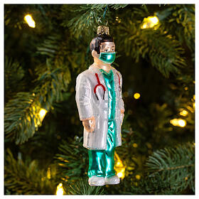 Médecin décoration verre soufflé sapin Noël