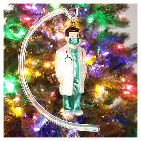 Doctor Christmas ornament in blown glass