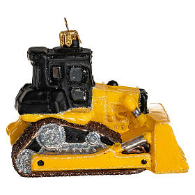 Bulldozer blown glass Christmas tree decoration