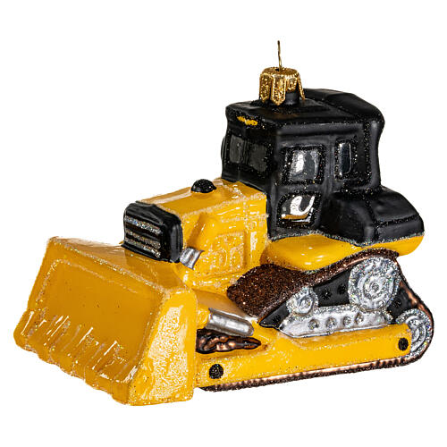 Bulldozer blown glass Christmas tree ornament 4