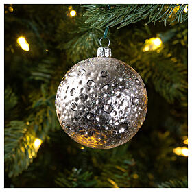 Moon Christmas tree ornament in blown glass