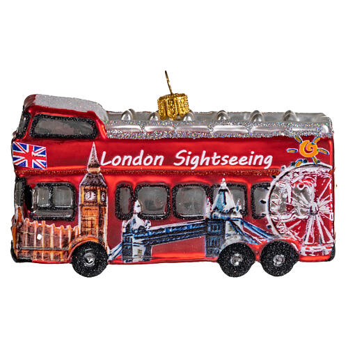 Bus touristique Londres décoration verre soufflé sapin Noël 1