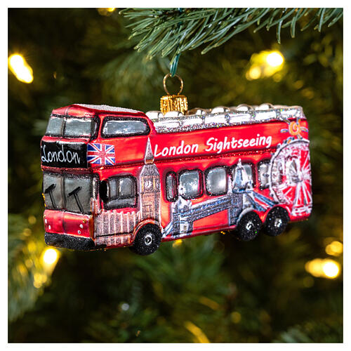 Bus touristique Londres décoration verre soufflé sapin Noël 2