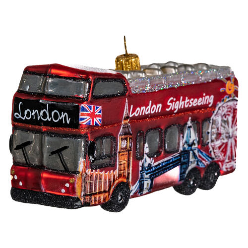 Autocarro de Londres vidro soprado adorno árvore Natal