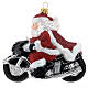 Weihnachtsbaumdekoration aus geblasenem Glas Weihnachtsmann auf Motorrad s1