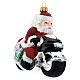 Weihnachtsmann auf Motorrad, Weihnachtsbaumschmuck aus mundgeblasenem Glas s6