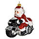 Santa Claus on a motorbike blown glass Christmas tree decoration s1