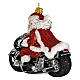 Santa Claus on a motorbike blown glass Christmas tree decoration s5