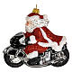 Père Noël à moto décoration verre soufflé sapin Noël s4