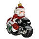 Pai Natal em moto enfeite para árvore Natal vidro soprado s3