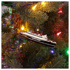 Schiff Queen Mary, Weihnachtsbaumschmuck aus mundgeblasenem Glas