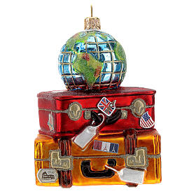 Koffer-Stapel, Weihnachtsbaumschmuck aus mundgeblasenem Glas