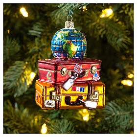 Stack of suitcases Christmas tree ornament