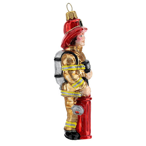 Firefighter blown glass Christmas tree decoration 4