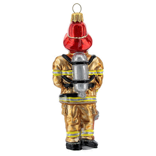 Firefighter blown glass Christmas tree decoration 5