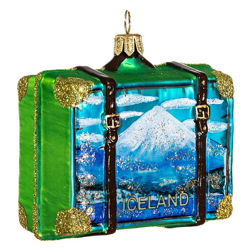 Iceland suitcase Christmas tree ornament blown glass 3