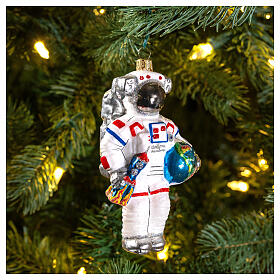 Astronauta enfeite para árvore Natal vidro soprado