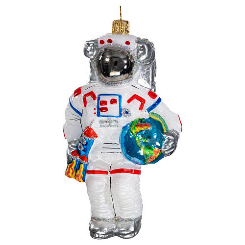 Astronauta enfeite para árvore Natal vidro soprado 1