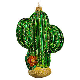 Cactus blown glass Christmas tree decoration