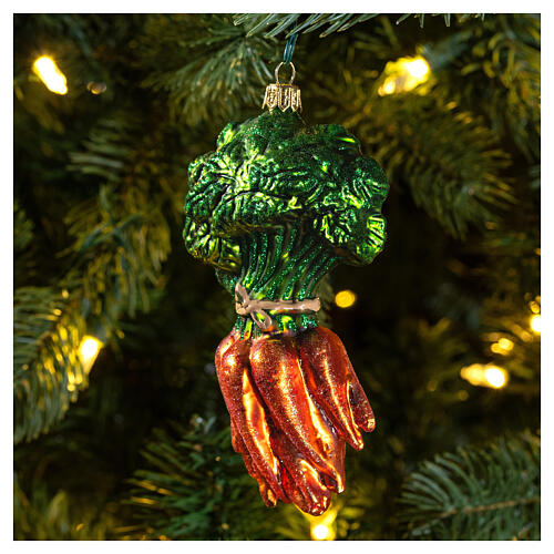 Carrot bunch blown glass Christmas tree decoration 2