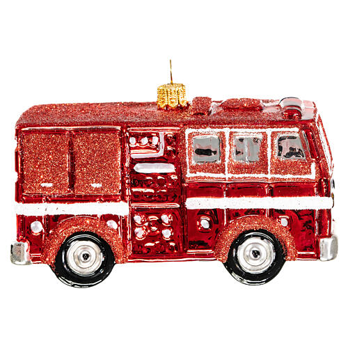 NY firefighter truck blown glass Christmas tree decoration 6