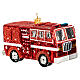 NY firefighter truck blown glass Christmas tree decoration s4