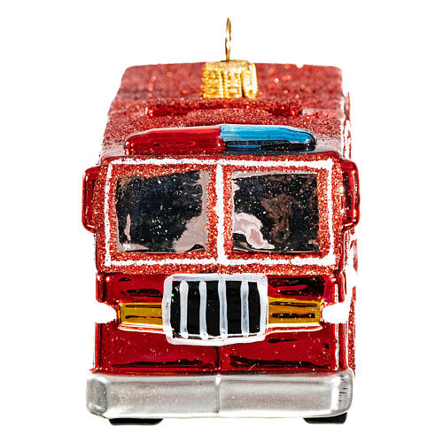 NY fire truck Christmas tree ornament in blown glass 5