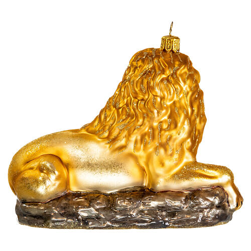 Lion lying in blown glass Christmas tree ornament 5