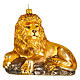 Lion lying in blown glass Christmas tree ornament s1