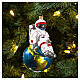 Astronaut sitting on Earth Christmas tree ornament in blown glass s2