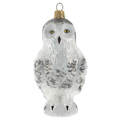Snow owl blown glass Christmas tree decoration 1