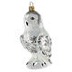 Snow owl blown glass Christmas tree decoration s3