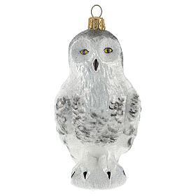 Snow owl glass blown Christmas tree ornament