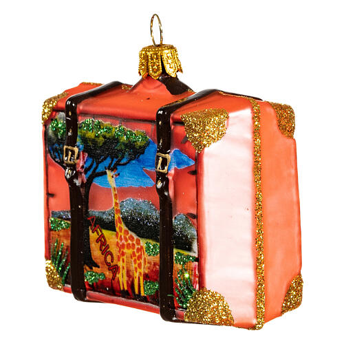 Valigia Africa addobbo vetro soffiato albero Natale  3
