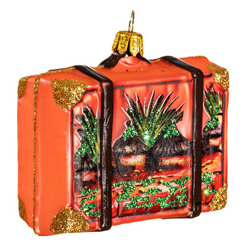 African suitcase Christmas tree ornament in blown glass 4