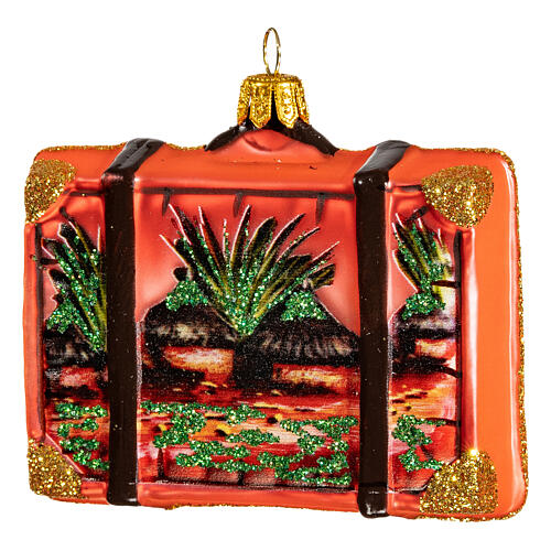 African suitcase Christmas tree ornament in blown glass 5