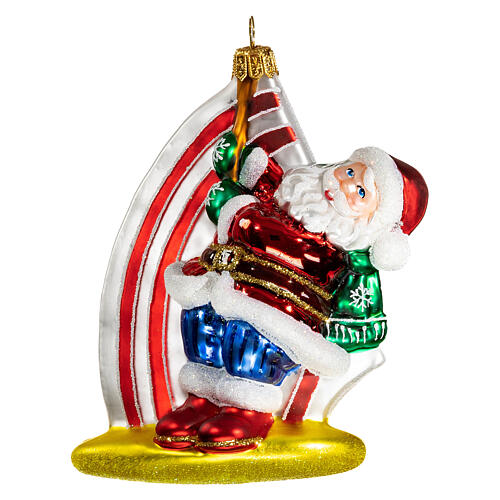 Windsurf Santa Claus blown glass Christmas tree decoration 1