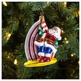Babbo Natale Windsurf addobbo vetro soffiato albero Natale