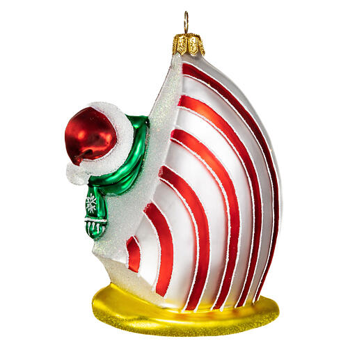 Santa Claus Windsurfing Christmas tree ornament blown glass 5