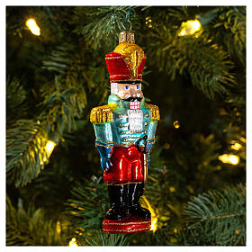 Classic nutcracker blown glass Christmas tree decoration