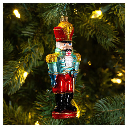 Classic nutcracker blown glass Christmas tree decoration 2