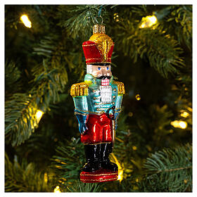 Blown glass nutcracker Christmas ornament classic