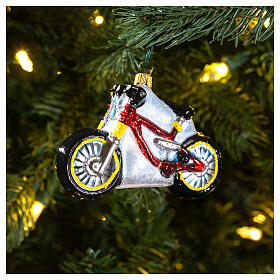 Mountain bike blown glass Christmas tree decoration