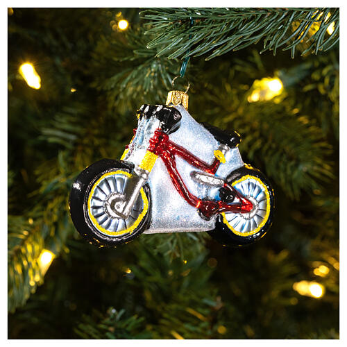 Bicicleta de montanha enfeite para árvore Natal vidro soprado 2